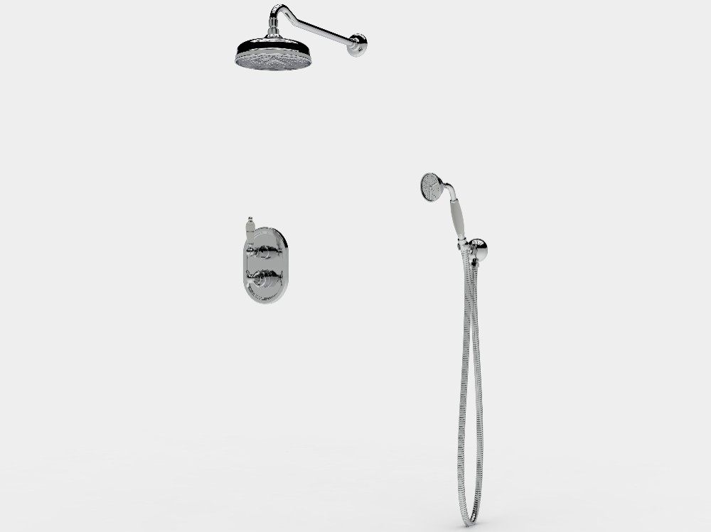 Shower set with thermostatic mixer shower head and handset 